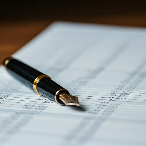 Caneta sobre livro contábil